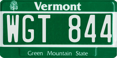 VT license plate WGT844