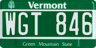 VT license plate WGT846
