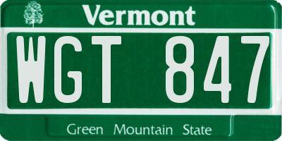 VT license plate WGT847