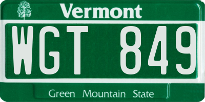 VT license plate WGT849