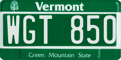 VT license plate WGT850