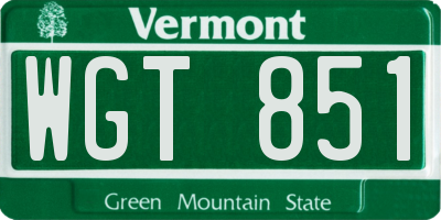 VT license plate WGT851