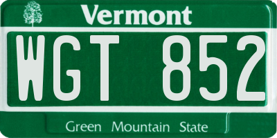 VT license plate WGT852