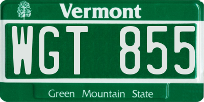 VT license plate WGT855