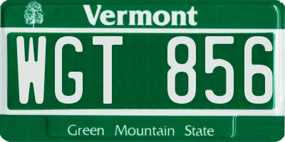 VT license plate WGT856