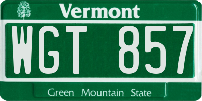 VT license plate WGT857