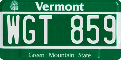 VT license plate WGT859