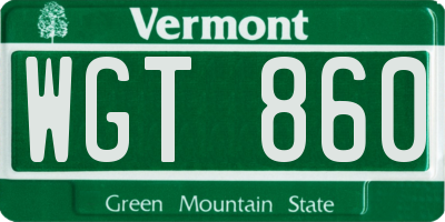VT license plate WGT860
