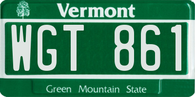 VT license plate WGT861