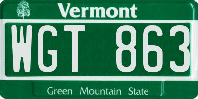VT license plate WGT863
