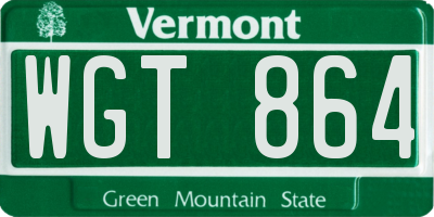 VT license plate WGT864