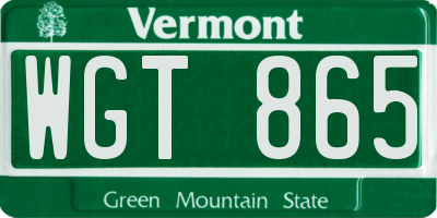 VT license plate WGT865