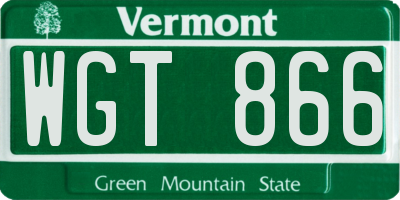 VT license plate WGT866