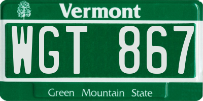 VT license plate WGT867