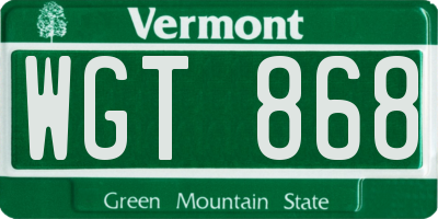 VT license plate WGT868