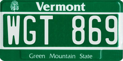 VT license plate WGT869