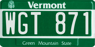 VT license plate WGT871