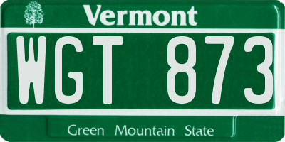VT license plate WGT873
