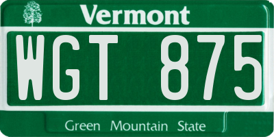 VT license plate WGT875
