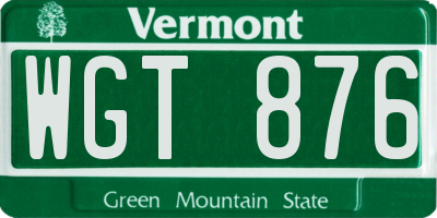 VT license plate WGT876