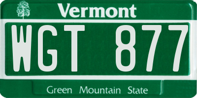 VT license plate WGT877