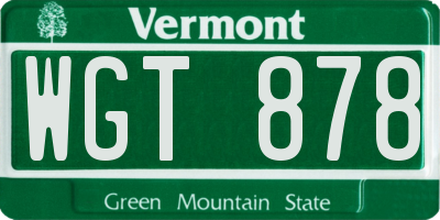 VT license plate WGT878