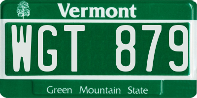 VT license plate WGT879