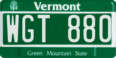VT license plate WGT880