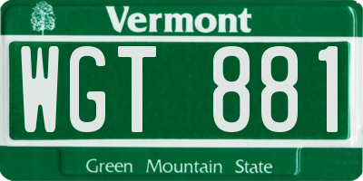 VT license plate WGT881