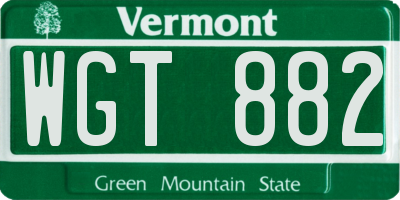 VT license plate WGT882