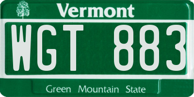 VT license plate WGT883