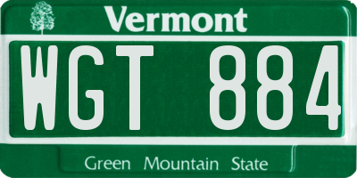 VT license plate WGT884