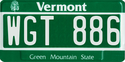 VT license plate WGT886