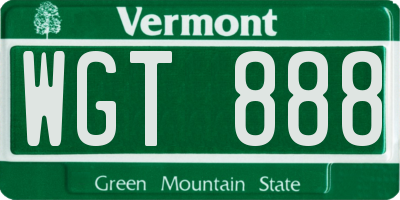 VT license plate WGT888
