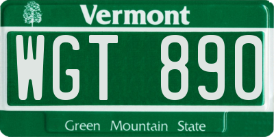 VT license plate WGT890