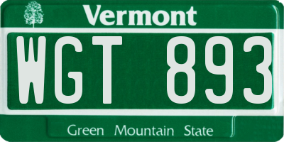 VT license plate WGT893
