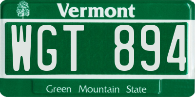 VT license plate WGT894