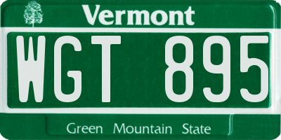 VT license plate WGT895