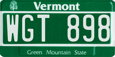 VT license plate WGT898
