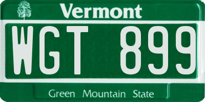 VT license plate WGT899