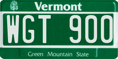 VT license plate WGT900