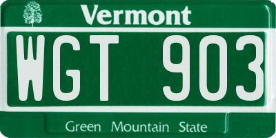 VT license plate WGT903