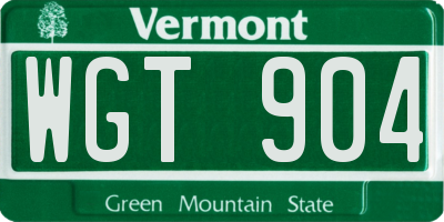 VT license plate WGT904