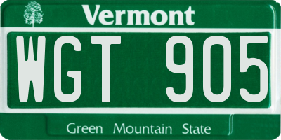 VT license plate WGT905