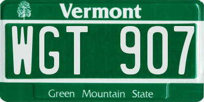 VT license plate WGT907