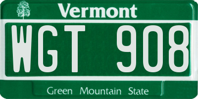 VT license plate WGT908