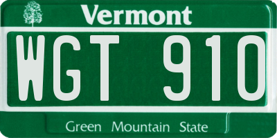 VT license plate WGT910