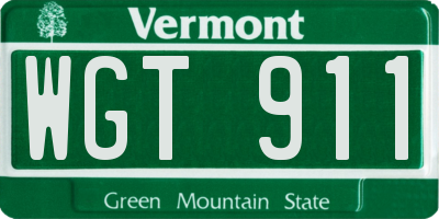 VT license plate WGT911