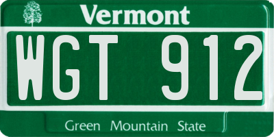 VT license plate WGT912