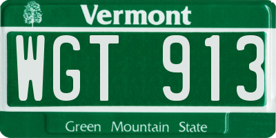 VT license plate WGT913